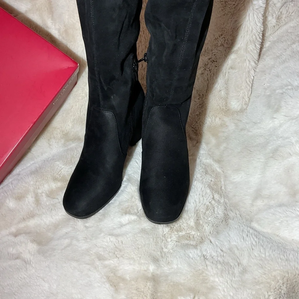 Enzo Angiolini Microsuede black block heel boots